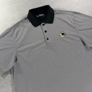 Ashworth RSystems Mens Large Polo Shirt Black White Stripe Grand Traverse Resort